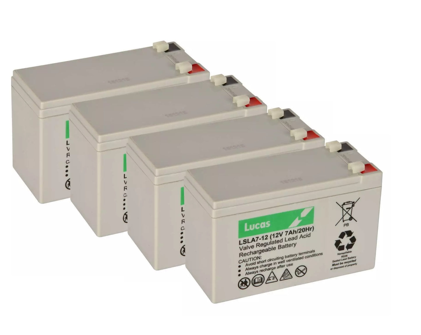 4x Lucas LSLA7-12 12V 7Ah Sealed AGM Batteries – Maintenance-Free VRLA Power for UPS, Alarms & Mobility