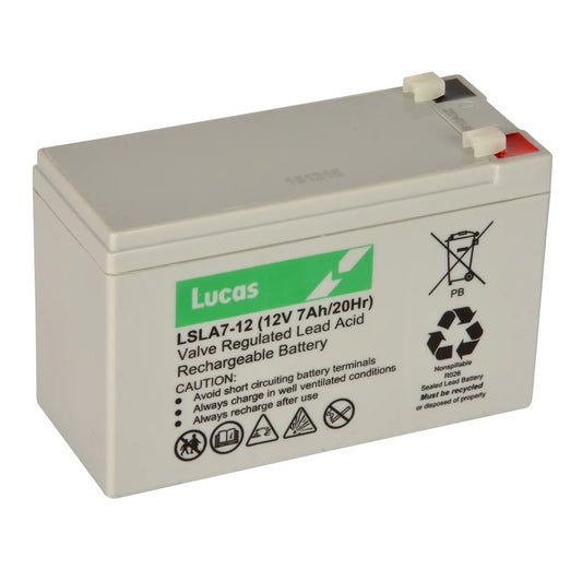3 x Lucas LSLA7-12 12V 7Ah Sealed AGM Batteries – Maintenance-Free VRLA Power for UPS, Alarms & Mobility