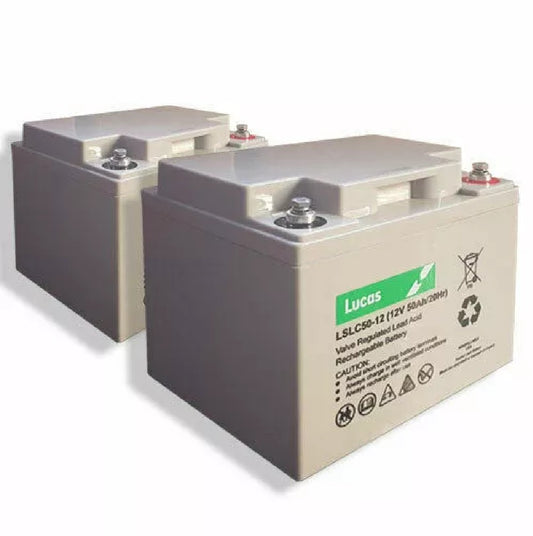 Pair of two Lucas LSLC50-12 12V 50Ah Sealed AGM Mobility Battery