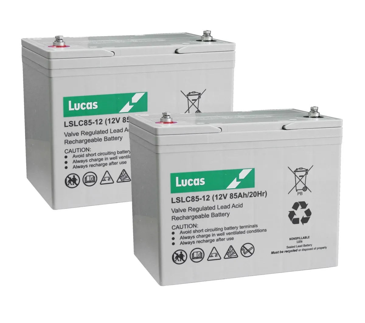 Pair of two Lucas LSLC85-12 12V 85Ah Sealed AGM Mobility Battery