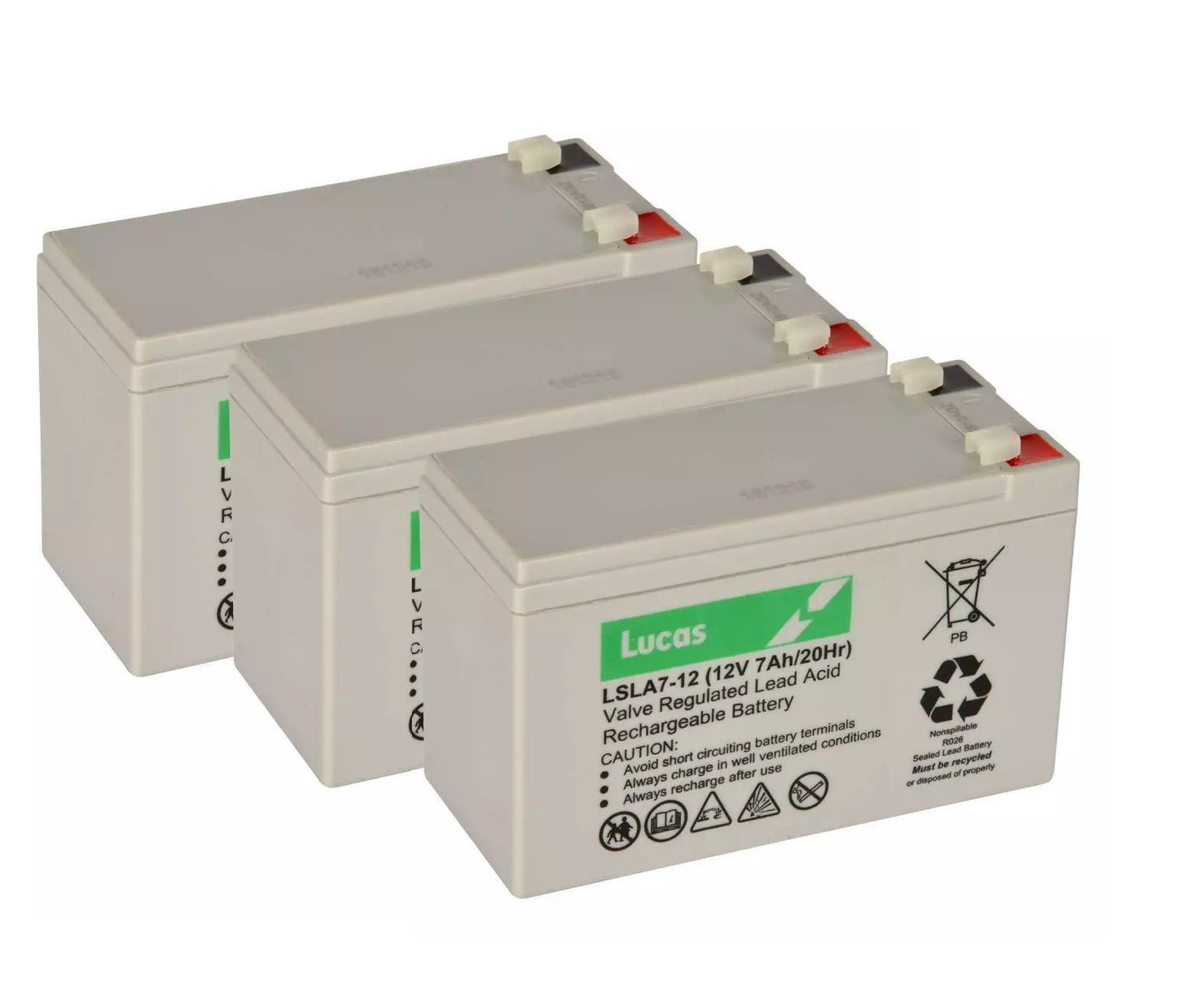 3 x Lucas LSLA7-12 12V 7Ah Sealed AGM Batteries – Maintenance-Free VRLA Power for UPS, Alarms & Mobility