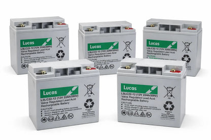 5x Lucas LSLC22-12 12V 22Ah Sealed AGM Mobility Battery – Deep Cycle VRLA Power for Scooters & Wheelchairs