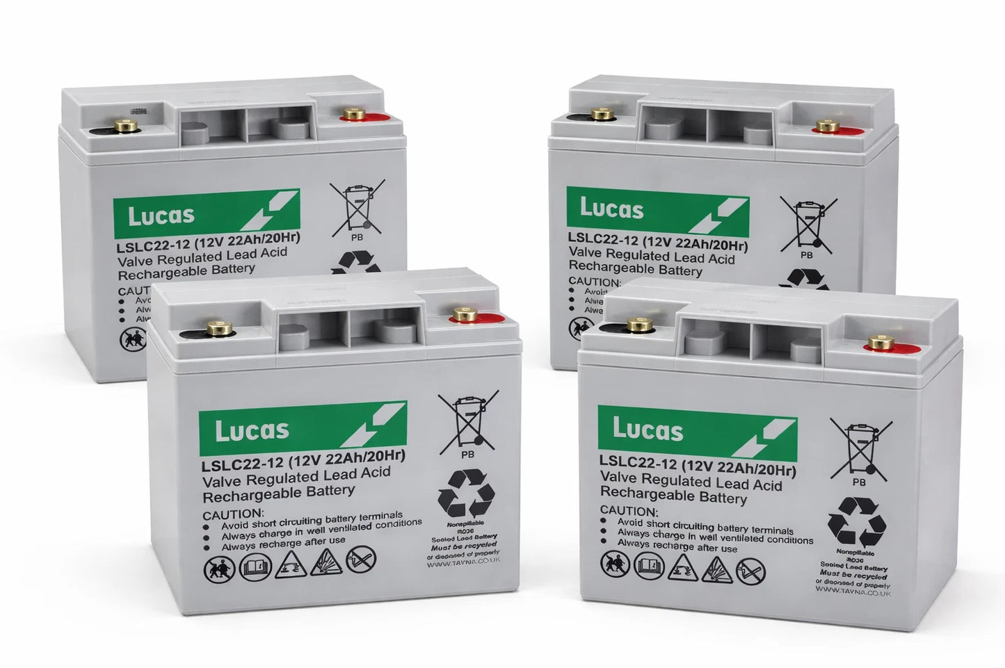 4x Lucas LSLC22-12 12V 22Ah Sealed AGM Mobility Battery – Deep Cycle VRLA Power for Scooters & Wheelchairs