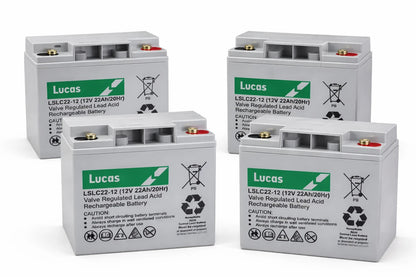 4x Lucas LSLC22-12 12V 22Ah Sealed AGM Mobility Battery – Deep Cycle VRLA Power for Scooters & Wheelchairs