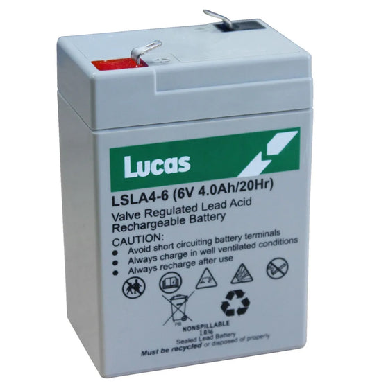 Pair of Two Lucas LSLA4‑6 – 6V 4Ah AGM Standby Battery