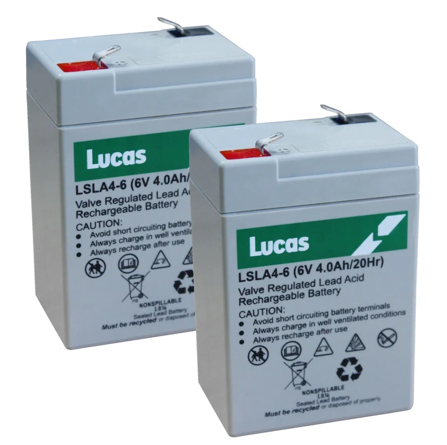 Pair of Two Lucas LSLA4‑6 – 6V 4Ah AGM Standby Battery